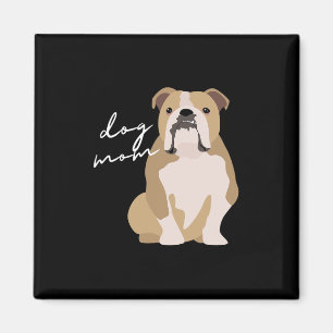 En Witte Engelse Bulldog Hond Moeder Vrouw Magneet