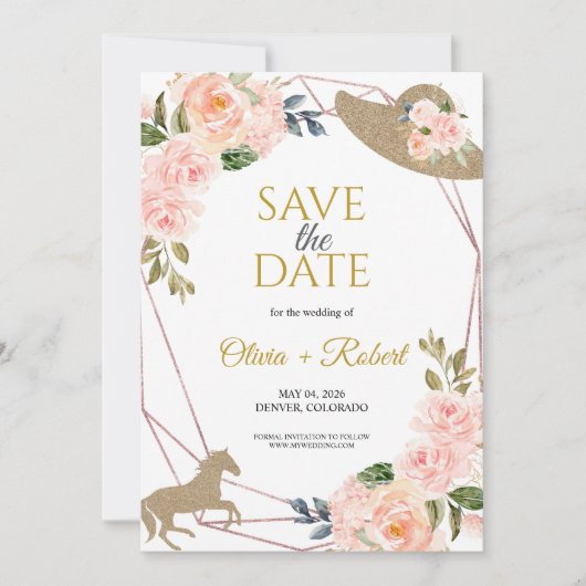 En ze gaan naar het altaar! Derby-thema Save The Date (Voorkant)