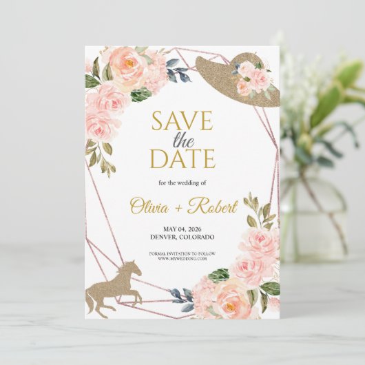 En ze gaan naar het altaar! Derby-thema Save The Date (Staand voorkant)