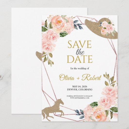 En ze gaan naar het altaar! Derby-thema Save The Date (Voorkant / Achterkant)