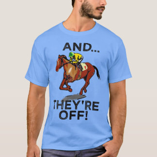 En ze hebben een grappige paardenracestroom met go t-shirt