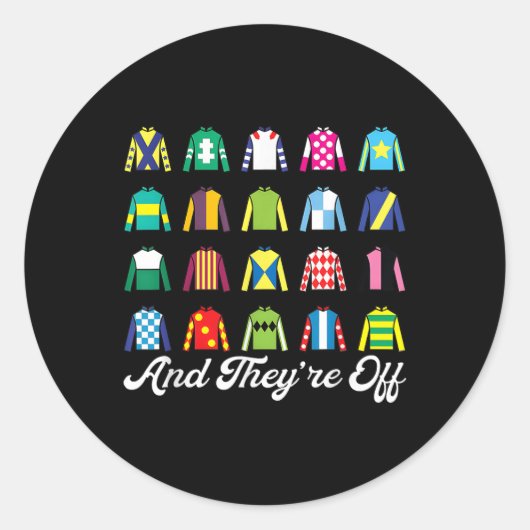 En ze hebben paardenrennen Derby Day Funny Silks Ronde Sticker (Voorkant)