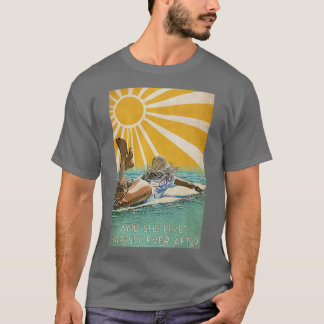 En ze leefde nog lang gelukkig na surf onder zonne t-shirt