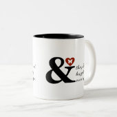 En ze leefden altijd goed na elkaar tweekleurige koffiemok (Voorkant rechts)