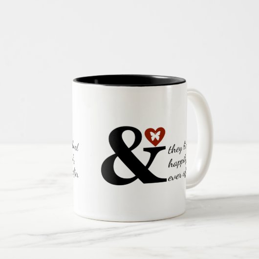 En ze leefden altijd goed na elkaar tweekleurige koffiemok (Voorkant rechts)