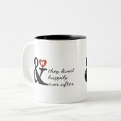 En ze leefden altijd goed na elkaar tweekleurige koffiemok (Voorkant links)