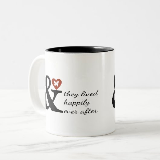 En ze leefden altijd goed na elkaar tweekleurige koffiemok (Voorkant links)