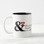 En ze leefden altijd goed na elkaar tweekleurige koffiemok (Links)