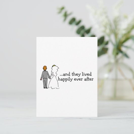 En ze leefden nog lang en gelukkig na bruid en bru briefkaart (Staand voorkant)