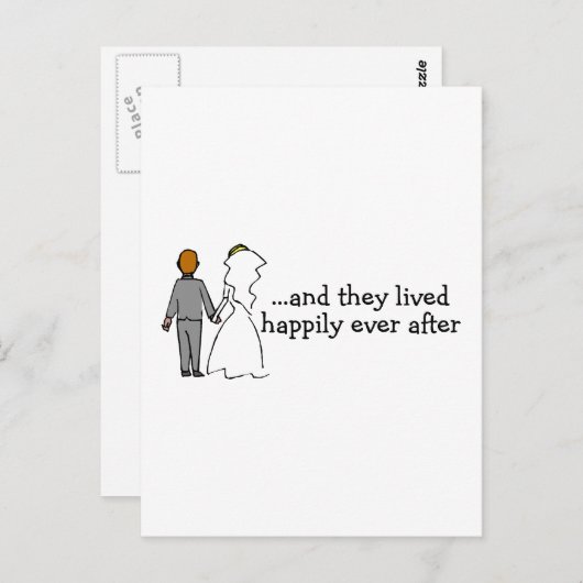 En ze leefden nog lang en gelukkig na bruid en bru briefkaart (Voorkant / Achterkant)