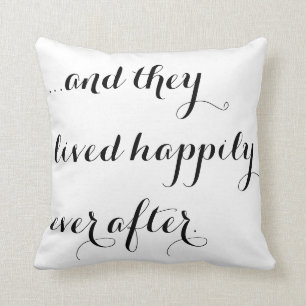 En ze leefden nog lang gelukkig na zwart-wit chic kussen