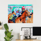 En ze zijn uit, paardenraces poster (Thuiskantoor)