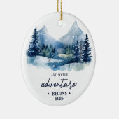 En zo begint het avontuur - Custom Year Keramisch Ornament (Rechts)