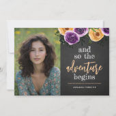En zo begint het avontuur Floral Afstuderen Photo Kaart (Voorkant)