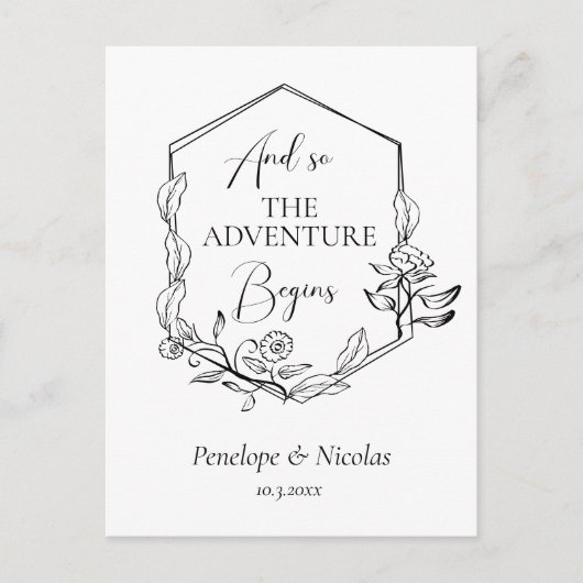 En zo begint het avontuur het datum Briefkaart te (Voorkant)