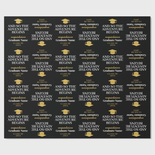 En zo begint het avontuur - het moderne Afstuderen Cadeaupapier (Vlak)