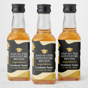 En zo begint het avontuur - het moderne Afstuderen Likeurfles Etiket