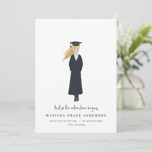 En zo begint het avontuur met graduatie party (Staand voorkant)