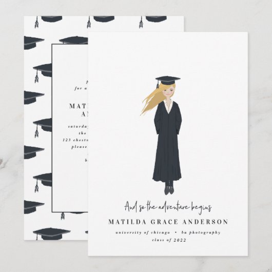 En zo begint het avontuur met graduatie party (Voorkant / Achterkant)