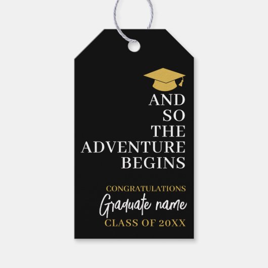 En zo begint het avontuur met het zwart-gouden Afs Cadeaulabel (Voorkant)