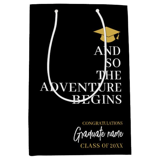 En zo begint het avontuur met het zwart-gouden Afs Medium Cadeauzakje (Voorkant)