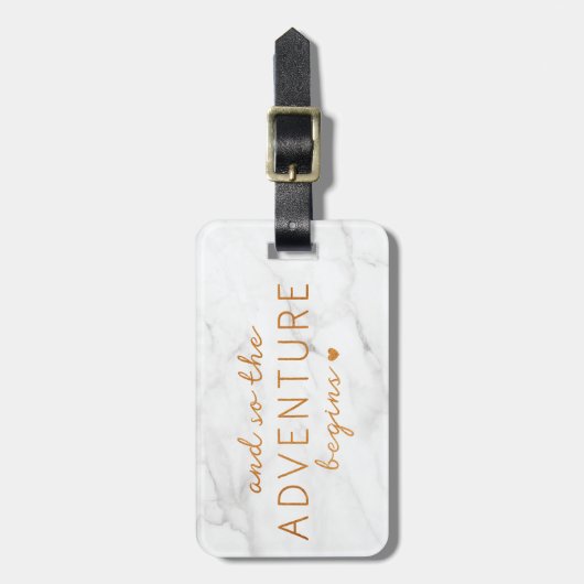 En zo begint het avontuur met marmer bagagelabel (Voorkant verticaal)