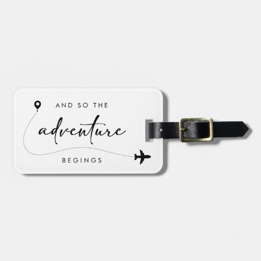 En zo begint het avontuur Zwart en Wit  Bagagelabel (Voorkant horizontaal)