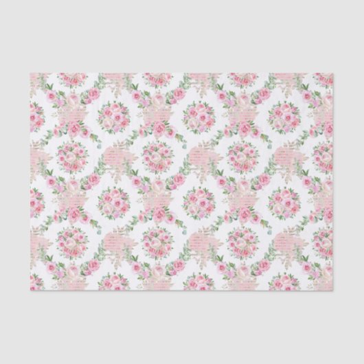 en zoete roze bloemen Decoupage patroon Tissuepapier (Voorkant)