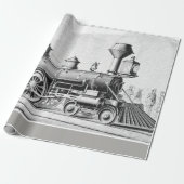 en zwarte stoomtrein van volledige grootte cadeaupapier (Uitgerold)