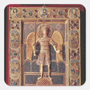 Enameled plaque met afbeelding van de Archangel Mi Vierkante Sticker