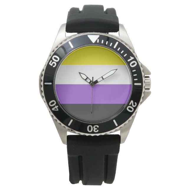 Enby (Non-binary Pride) vlag Horloge (Voorkant)
