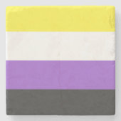 Enby (Non-binary Pride) vlag Stenen Onderzetter (Voorkant)