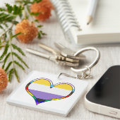 Enby Pride Heart Keychain (Voorkant Rechts)