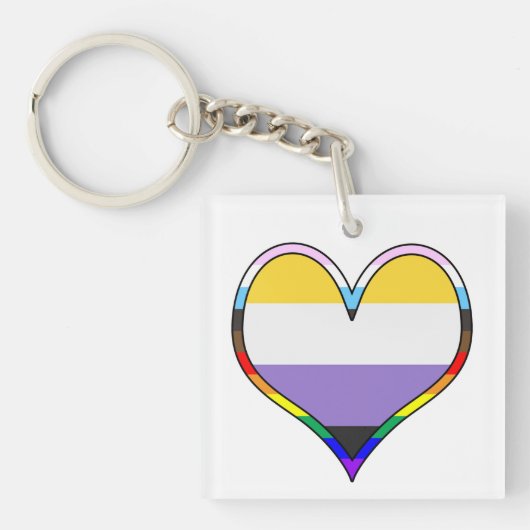 Enby Pride Heart Keychain (voorkant)