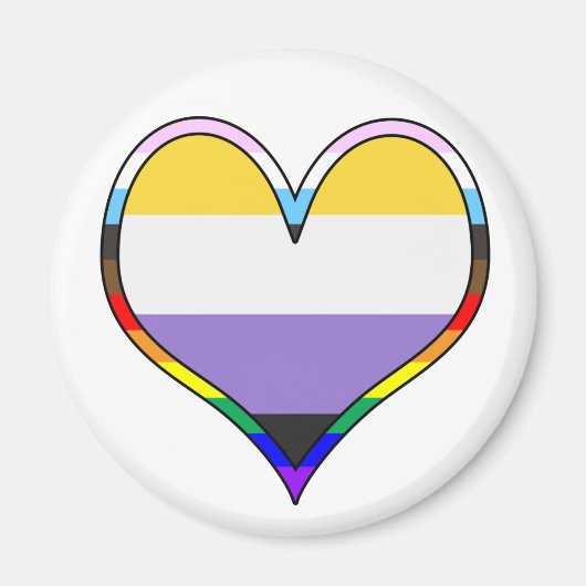 Enby Pride Heart Magneet (Voorkant)