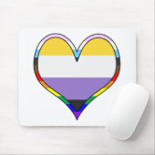 Enby Pride Heart Muismat (Met muis)
