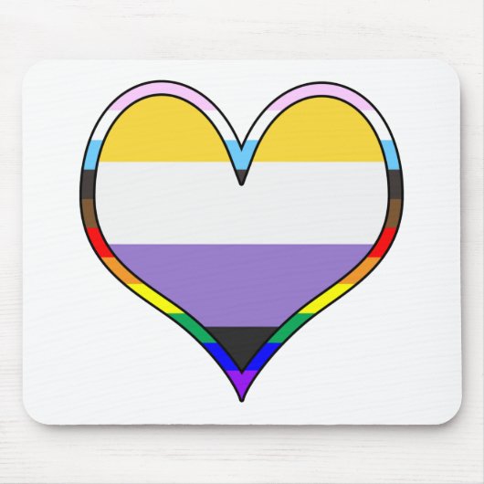 Enby Pride Heart Muismat (Voorkant)