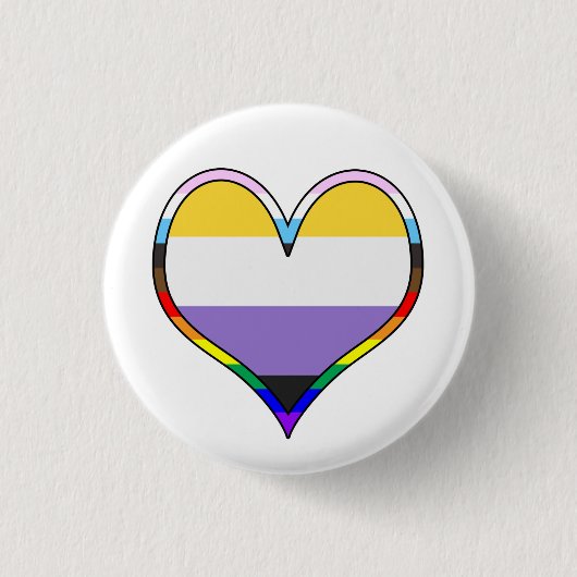 Enby Pride Heart Ronde Button 3,2 Cm (Voorkant)