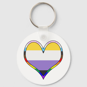 Enby Pride Heart Sleutelhanger