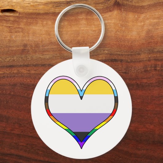 Enby Pride Heart Sleutelhanger (Voorkant)