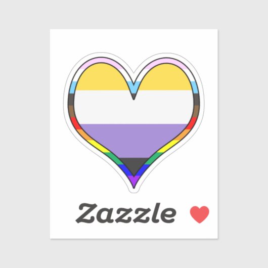 Enby Pride Heart Sticker (Vel)