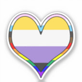Enby Pride Heart Sticker (Voorkant)
