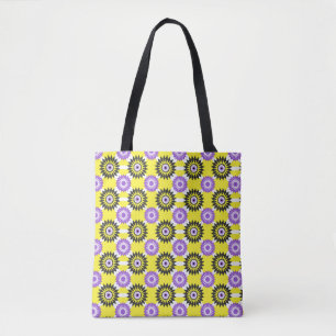 Enby-pride kleuren / geel spiegelbloempatroon t tote bag