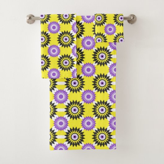 Enby pride kleuren / gele spiegelbloem bad handdoek (Insitu)