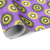 Enby-pride kleuren / paars bloempatroon cadeaupapier (Rol Hoek)