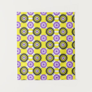 Enby trotskleuren / gele spiegelbloempatroon wandkleed