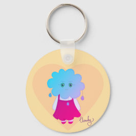 Encantador Azul Leve Emoção Cloudy Contemporânea Sleutelhanger