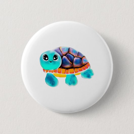 Encaustic schilderij schildpad Kopie Ronde Button 5,7 Cm (Voorkant)