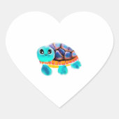 Encaustische schilderschildpad hart sticker (Voorkant)