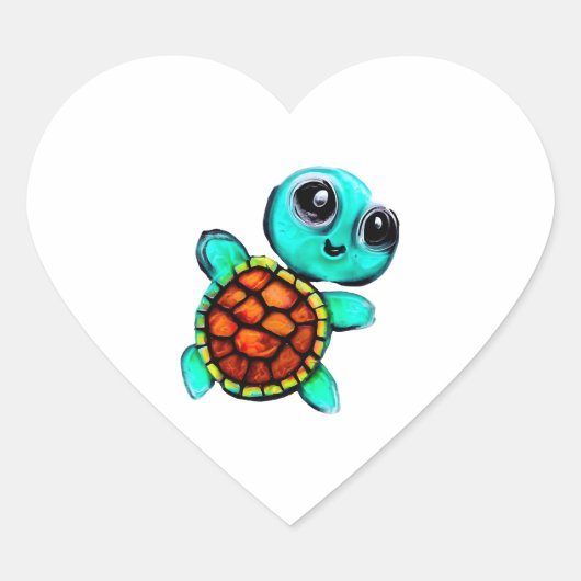 Encaustische schilderschildpad hart sticker (Voorkant)